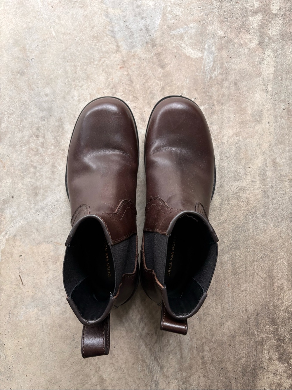 Dries Van Noten Men's Dark Brown Leather Chelsea Boots